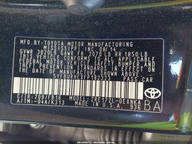 Toyota 2zr-fe 2015 5YFBURHEXFP182323 Image 9