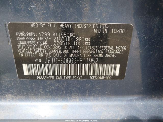 2009 SUBARU IMPREZA JF1GH60669H811952 Photo 8