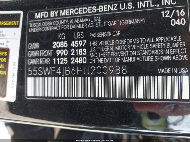 55SWF4JB6HU200988 Mercedes-Benz m274