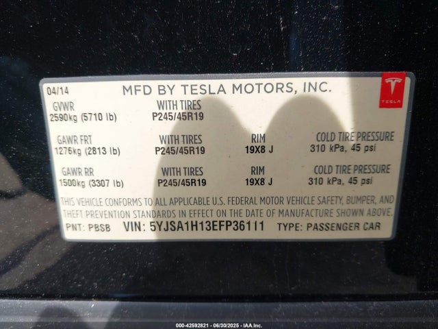 Tesla MODEL S 2014 5YJSA1H13EFP36111 Image 9