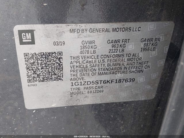 2019 CHEVROLET MALIBU 1G1ZD5ST6KF187639 Photo 8