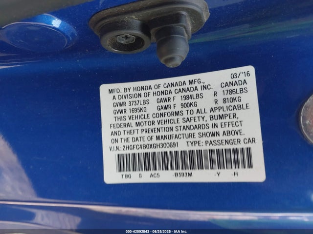 2HGFC4B0XGH300691 Honda k20c2