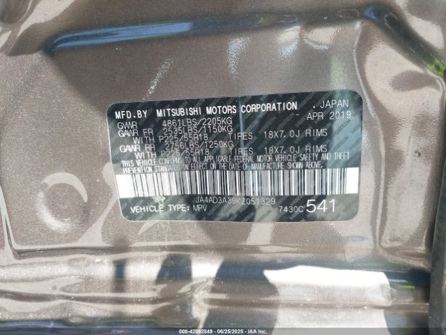 2019 MITSUBISHI OUTLANDER JA4AD3A39KZ051329 Photo 8