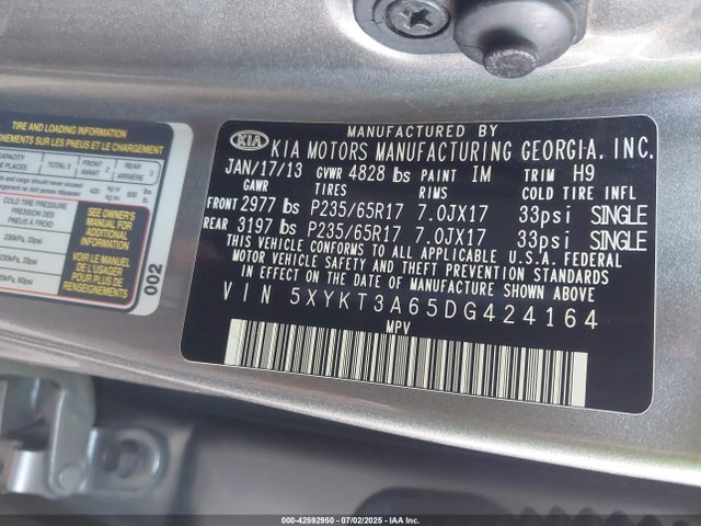 Aukcja sprzedaży 2013 Kia Sorento Lx, vin: 5XYKT3A65DG424164, numer aukcji: 42592950