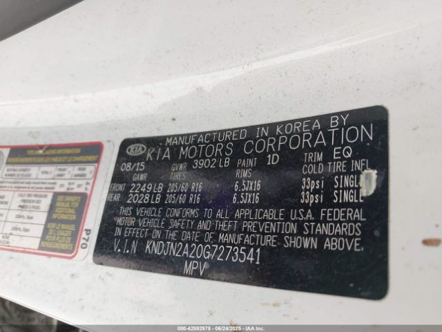2016 KIA SOUL KNDJN2A20G7273541 Photo 8