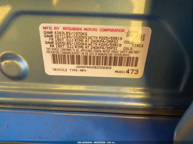 2011 MITSUBISHI OUTLANDER SPORT JA4AP4AU0BZ008309 Photo 8