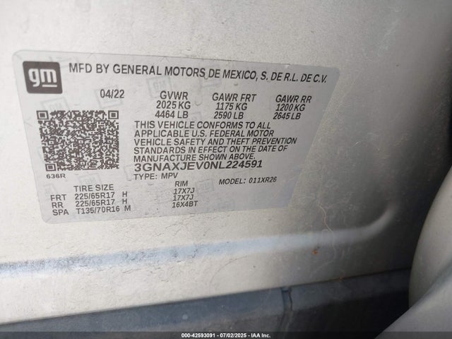 Chevrolet lyx 2022 3GNAXJEV0NL224591 Image 9
