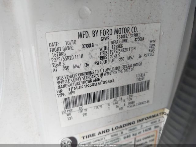 2011 FORD EXPEDITION EL 1FMJK1K50BEF09892 Photo 8