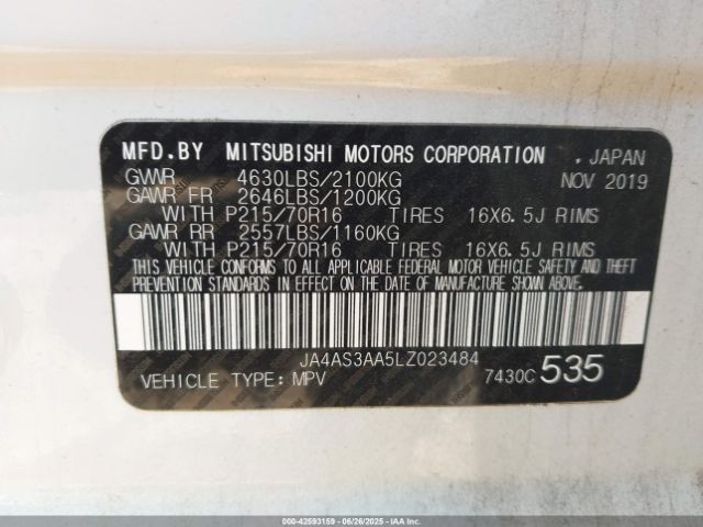 2020 MITSUBISHI ECLIPSE CROSS JA4AS3AA5LZ023484 Photo 8