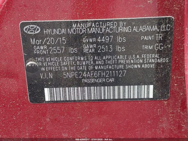 5NPE24AF6FH211127 Hyundai dohc gdi theta-ii