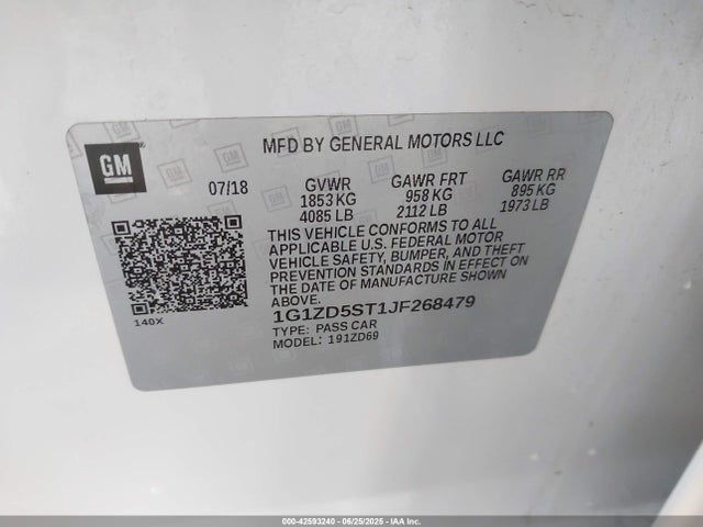 1G1ZD5ST1JF268479 Chevrolet lfv - direct injection, variable valve timing, gen 1