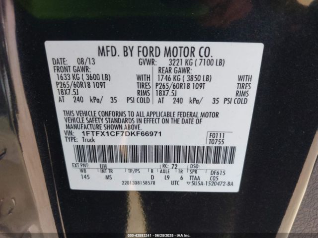 2013 FORD F-150 1FTFX1CF7DKF66971 Photo 8
