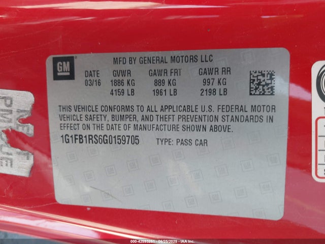 1G1FB1RS6G0159705 Chevrolet lgx - di: direct injection, vvt, alum, gen 2