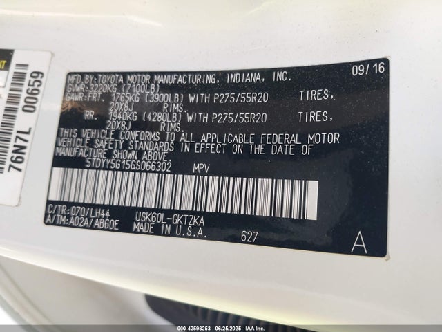 5TDYY5G15GS066302 Toyota 3ur-fe