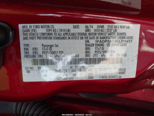 1FADP5AU4EL516417 Ford atk ivct hev