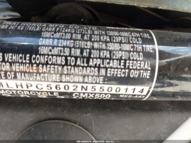 2022 HONDA CMX500 MLHPC5602N5500114 Photo 9