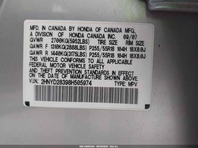 2008 ACURA MDX 2HNYD28398H505974 Photo 8