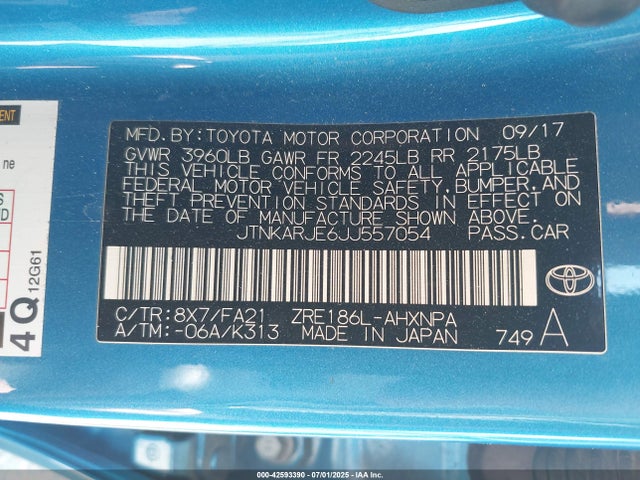 JTNKARJE6JJ557054 Toyota 2zr-fae