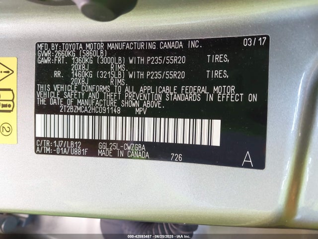 Lexus 2017 2017 2T2BZMCA2HC091148 Image 9