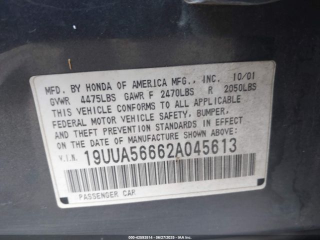 2002 ACURA TL 19UUA56662A045613 Photo 8