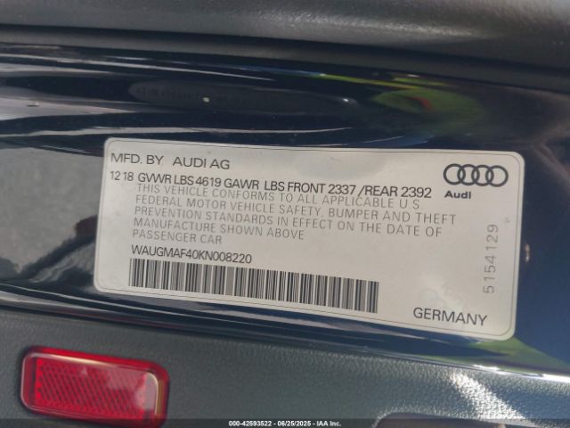 2019 AUDI A4 WAUGMAF40KN008220 Photo 8