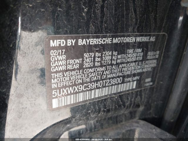 2017 BMW X3 5UXWX9C39H0T23800 Photo 8