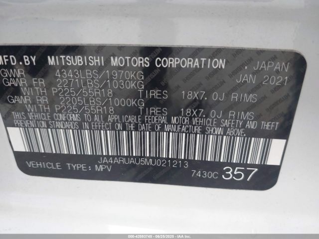 2021 MITSUBISHI OUTLANDER SPORT JA4ARUAU5MU021213 Photo 8