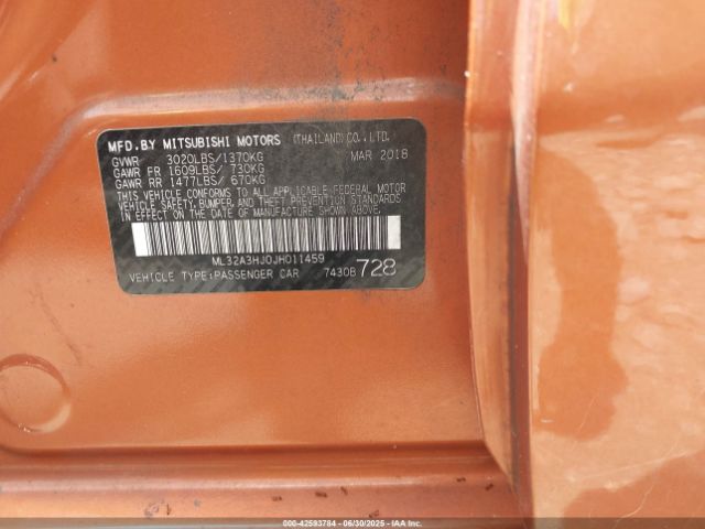 2018 MITSUBISHI MIRAGE ML32A3HJ0JH011459 Photo 8