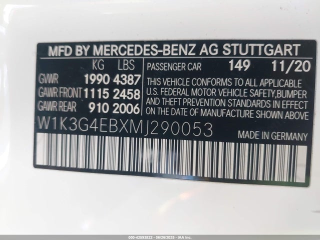W1K3G4EBXMJ290053 Mercedes-Benz m260