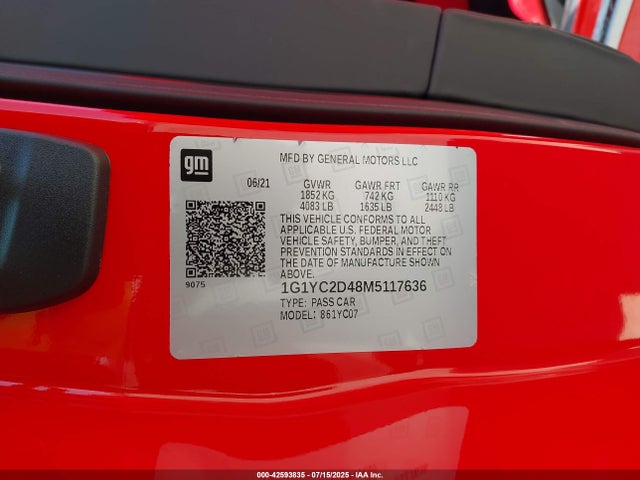 1G1YC2D48M5117636 Chevrolet lt2 - engine