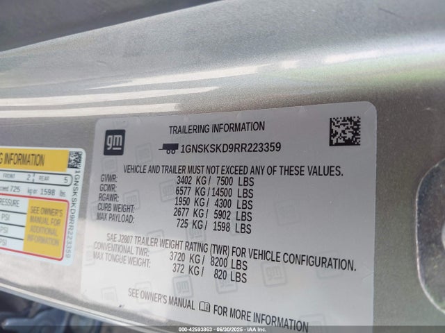 1GNSKSKD9RR223359 Chevrolet l84