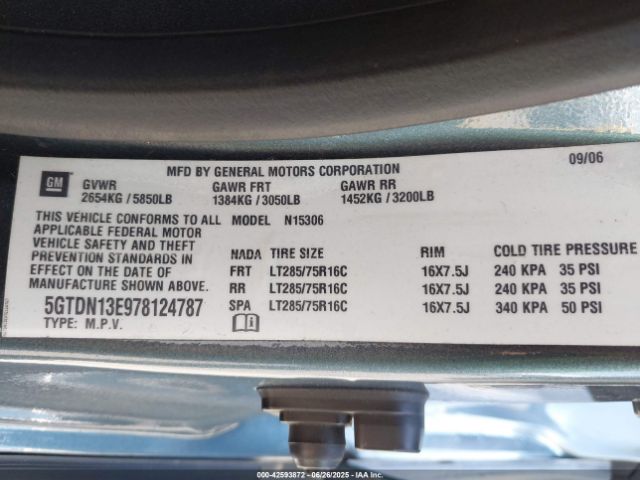 2007 HUMMER H3 SUV 5GTDN13E978124787 Photo 8