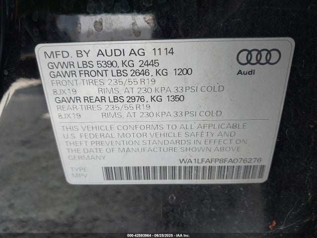 Audi 2.0t 2015 WA1LFAFP8FA076276 Image 9