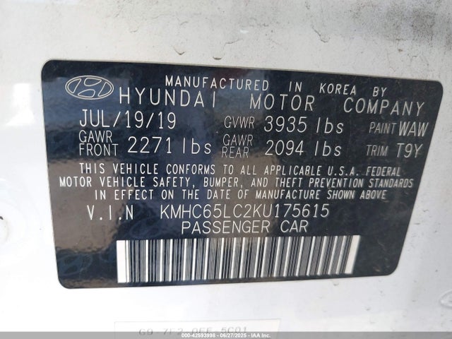 KMHC65LC2KU175615 Hyundai 2019
