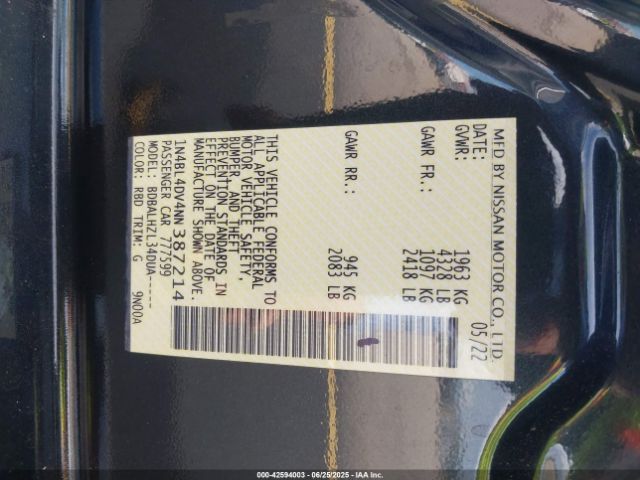 2022 NISSAN ALTIMA 1N4BL4DV4NN387214 Photo 8