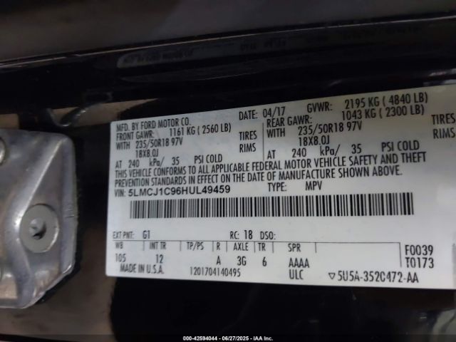 2017 LINCOLN MKC 5LMCJ1C96HUL49459 Photo 8