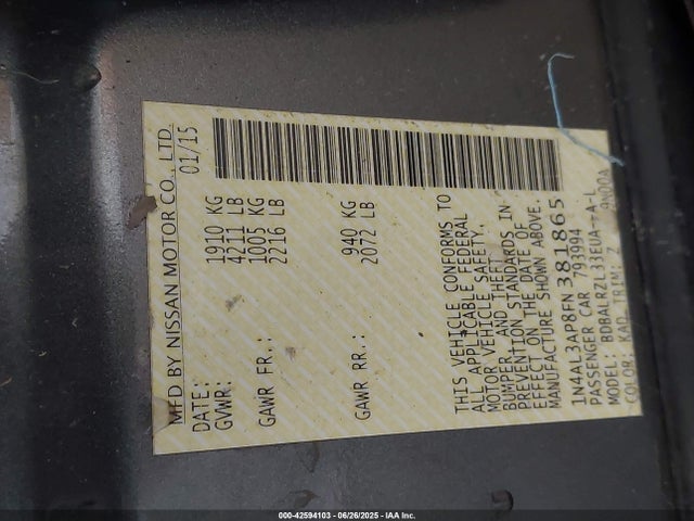 1N4AL3AP8FN381865 Nissan 2015