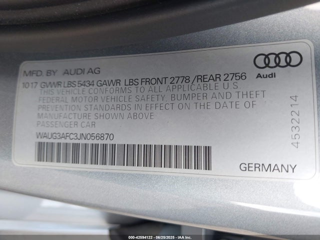 2018 AUDI A6 WAUG3AFC3JN056870 Photo 8