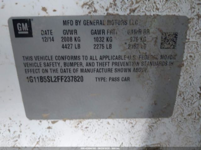 2015 CHEVROLET MALIBU 1G11B5SL2FF237820 Photo 8