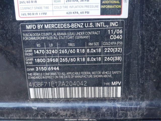 2007 MERCEDES-BENZ GL 450 4JGBF71E17A204042 Photo 8
