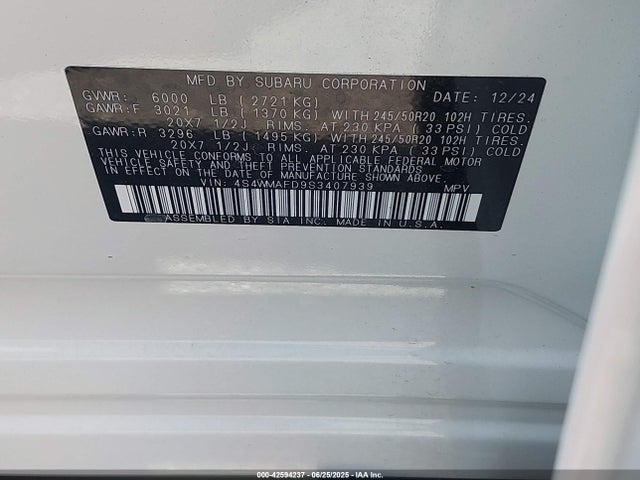 4S4WMAFD9S3407939 Subaru 2025