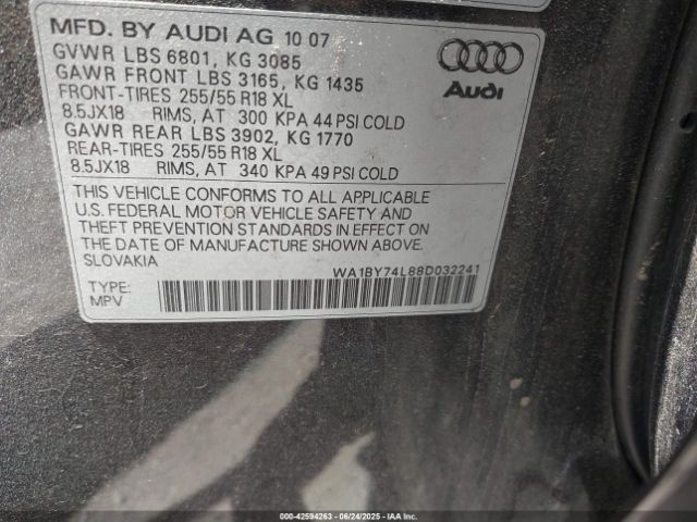 2008 AUDI Q7 WA1BY74L88D032241 Photo 8