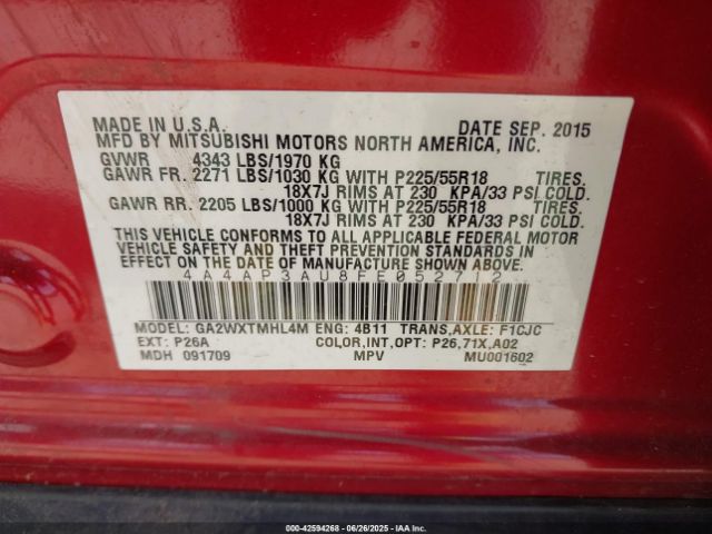 2015 MITSUBISHI OUTLANDER SPORT 4A4AP3AU8FE052712 Photo 8
