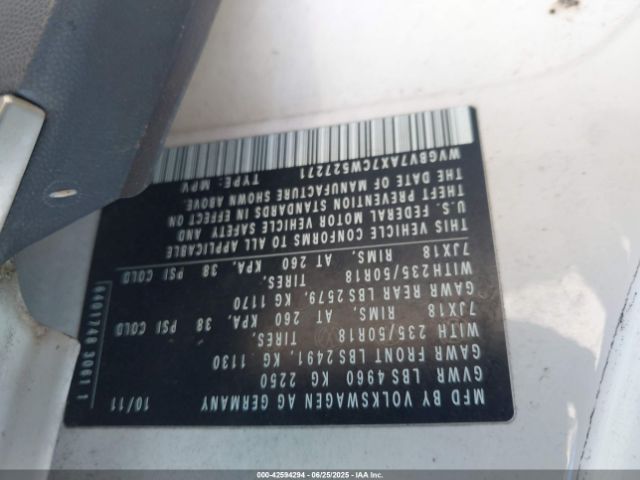 2012 VOLKSWAGEN TIGUAN WVGBV7AX7CW527271 Photo 8