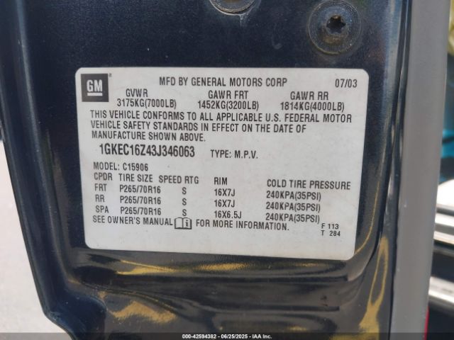 2003 GMC YUKON XL 1500 1GKEC16Z43J346063 Photo 8