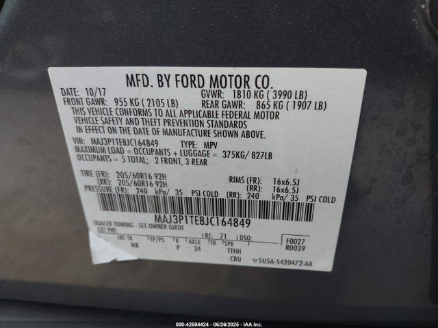 MAJ3P1TE8JC164849 Ford 2018