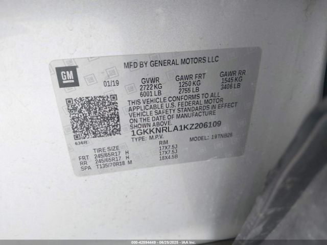 2019 GMC ACADIA 1GKKNRLA1KZ206109 Photo 8