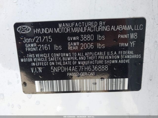5NPDH4AE7FH636888 Hyundai dohc mpi nu