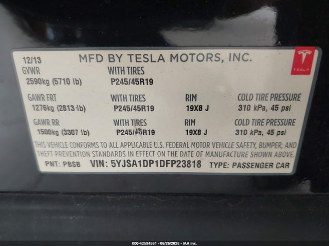 2013 TESLA MODEL S 5YJSA1DP1DFP23818 Photo 8