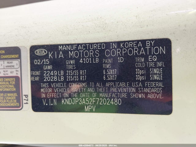 KIA SOUL + 2015 KNDJP3A52F7202480 Image 9